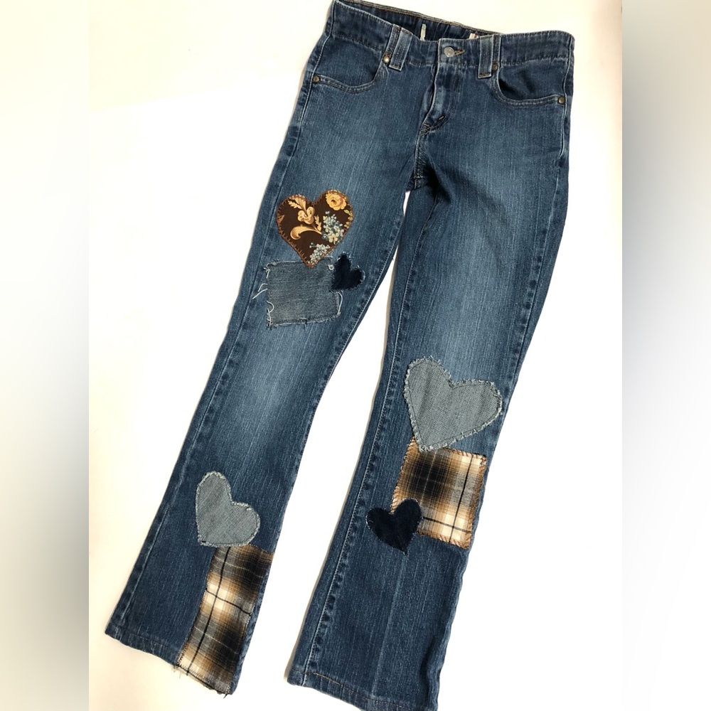 Levis Handmade Patchwork Patched Jeans Unique OOAK Size 4S
